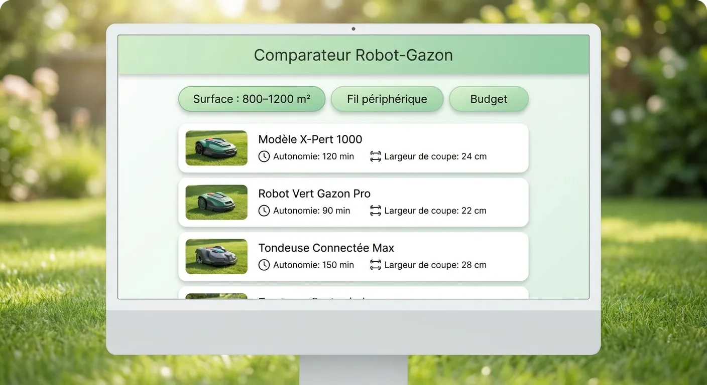 Capture D Ecran Stylisee Du Comparateur Robot Gazon Avec Les 5
