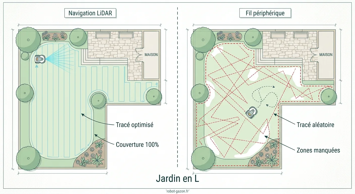 Comparaison Navigation Lidar Versus Fil Peripherique Dans Un 3