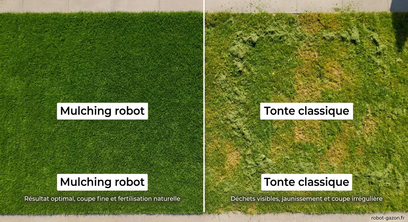 Comparaison Visuelle Entre Pelouse En Mulching Avec Robot Et 2