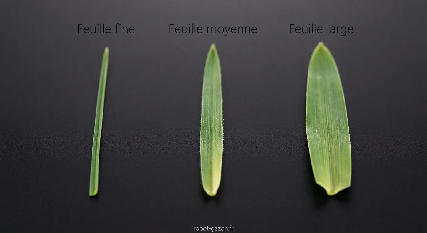Comparatif De Trois Feuilles De Gazon Fine Moyenne Large Sur 5