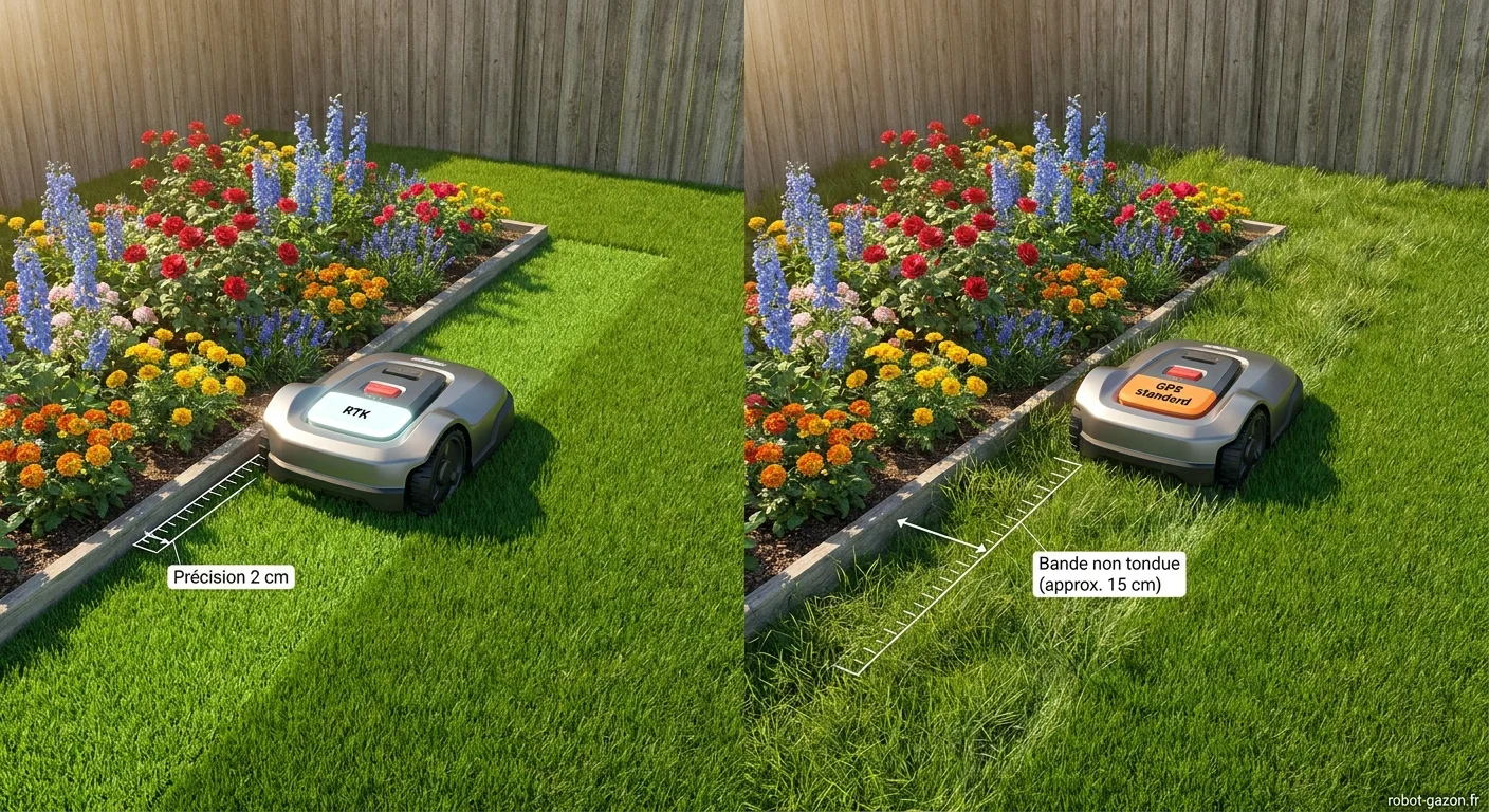 Deux Robots Tondeuses Cote A Cote Comparant La Precision Rtk 4
