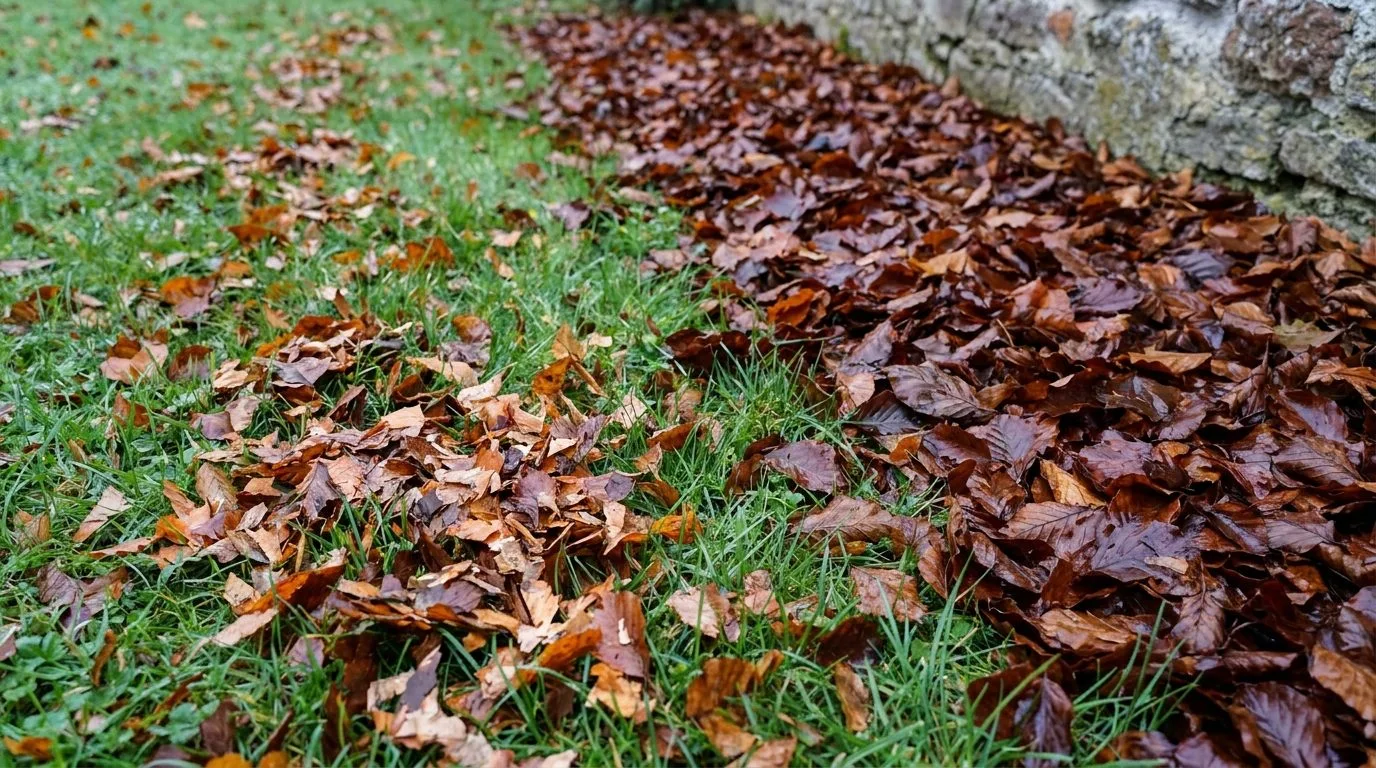 Fine Couche Feuilles Broyees Entre Brins Herbe 2