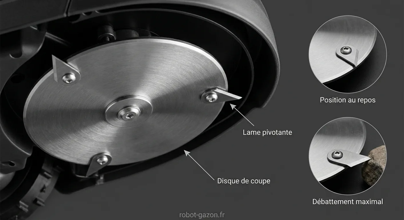 Gros Plan Sur Disque De Coupe De Robot Tondeuse Avec Lames P 6