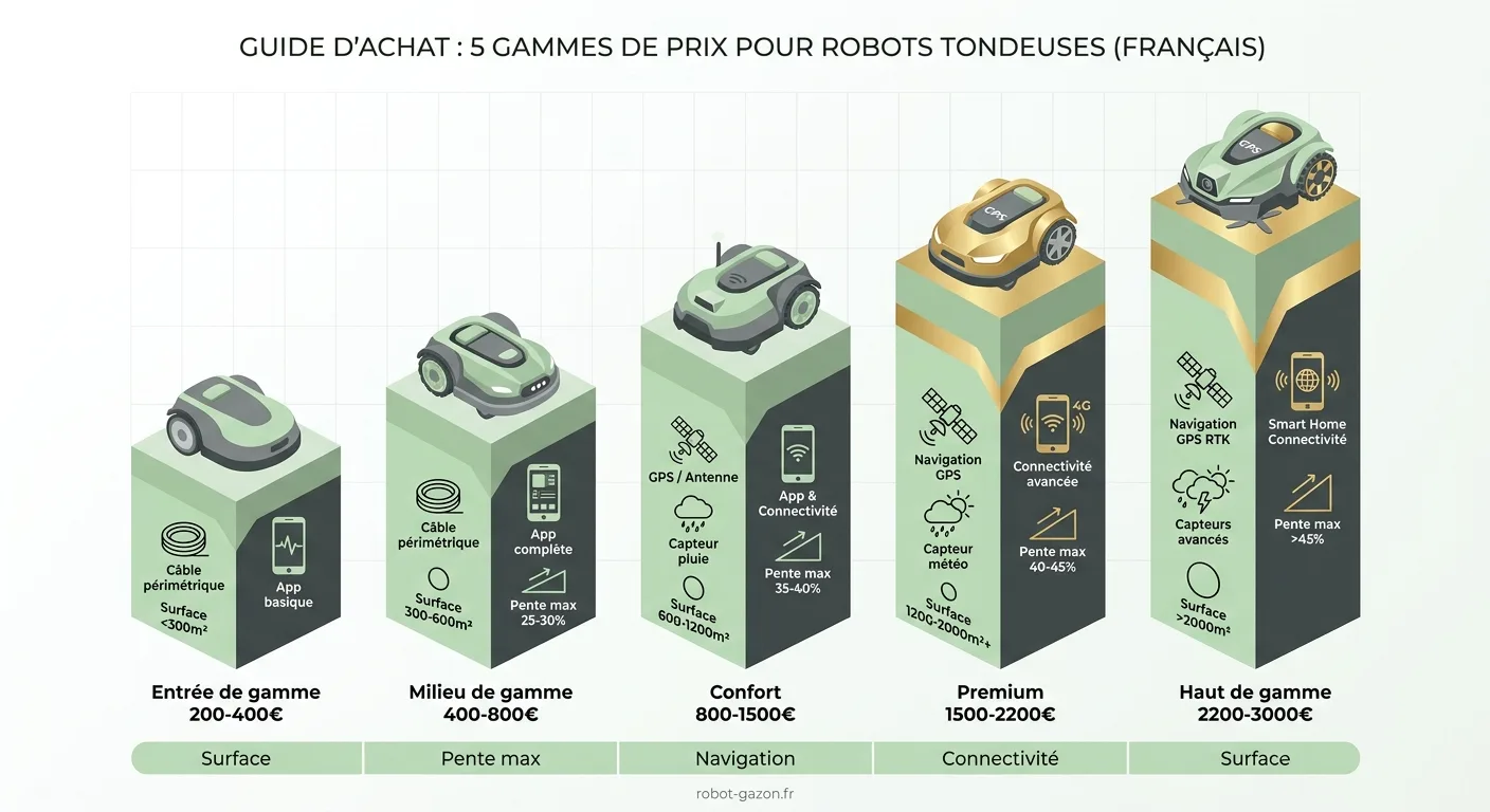 Infographie Des 5 Fourchettes De Prix D Un Robot Tondeuse De 1