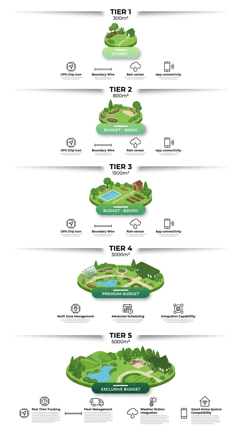 Infographie Guide Robot Tondeuse Par Superficie De 300 M A 5 3