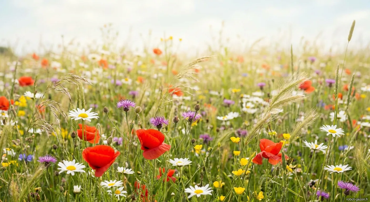 Prairie Fleurie Avec Coquelicots Et Marguerites Incompatible 4