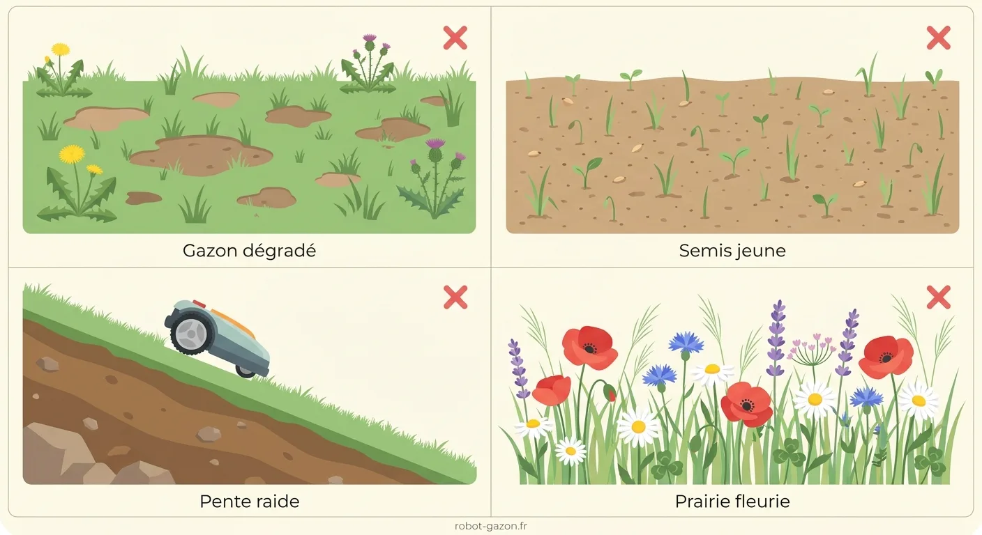 Quatre Situations De Pelouse Incompatibles Avec Un Robot Ton 6