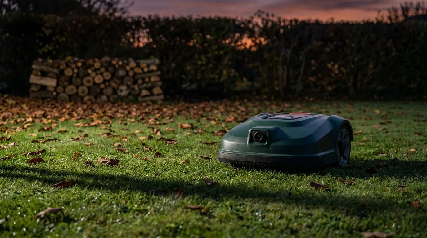 Robot Tondeuse A Camera Sur Pelouse En Faible Lumiere 4