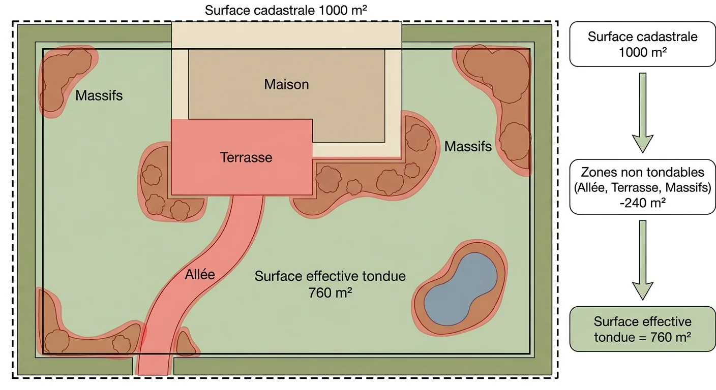 Schema D Un Jardin De 1000 M Avec Zones Non Tondues Allees M 3