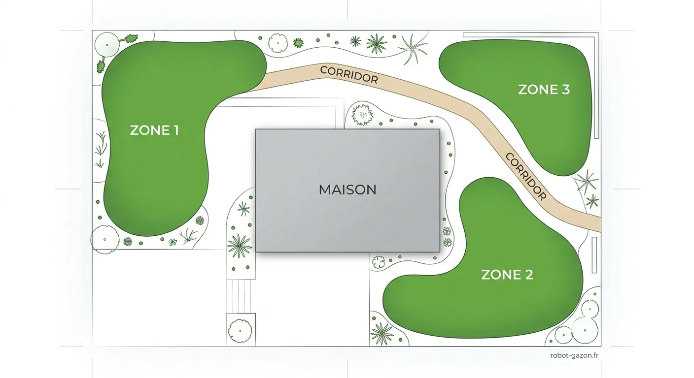 Schema D Un Jardin Tri Zones Non Contigues Reliees Par Des C 3