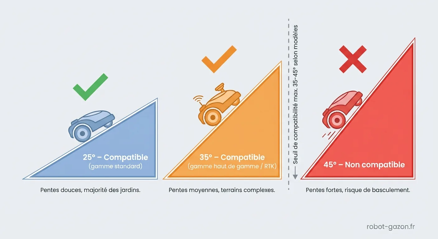 Schema Des Angles De Pente 25 35 Et 45 Indiquant La Compatib 2