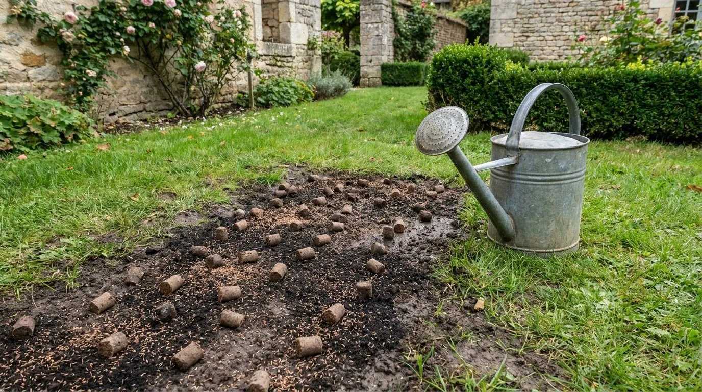 Sursemis De Gazon Sur Zone Degarnie Apres Aeration 3
