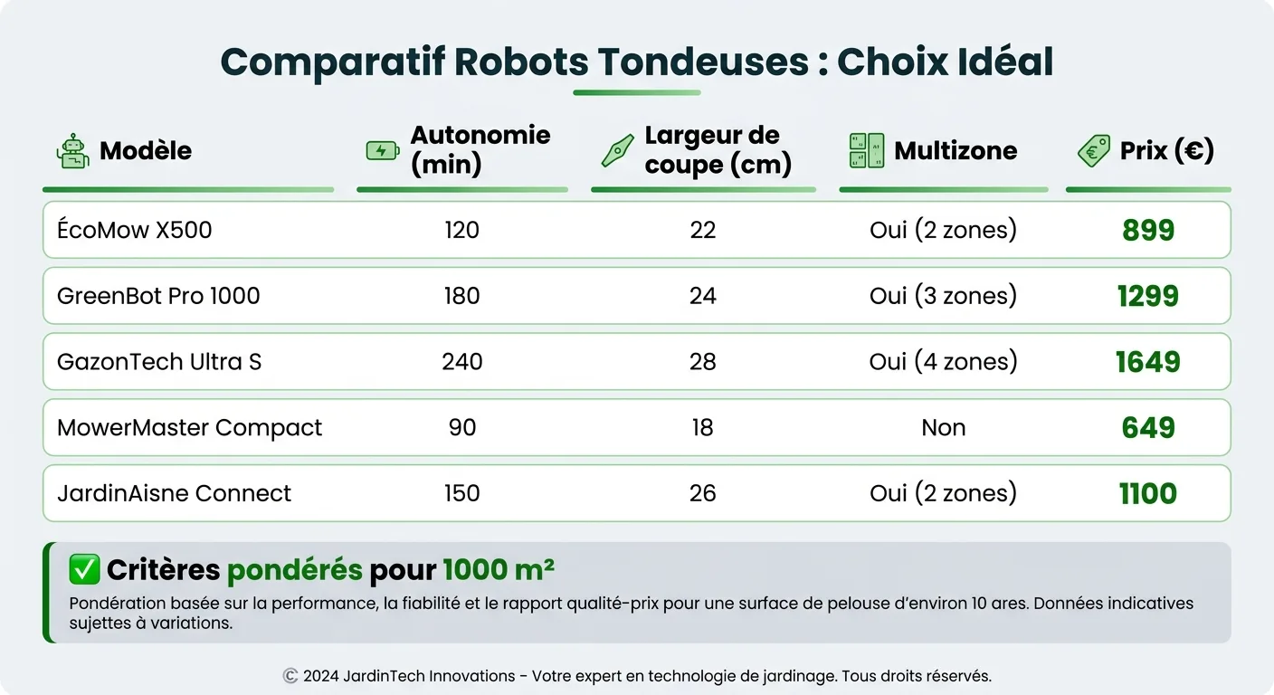 Tableau Comparatif Des Robots Tondeuses Adaptes A 1000 M Ave 2