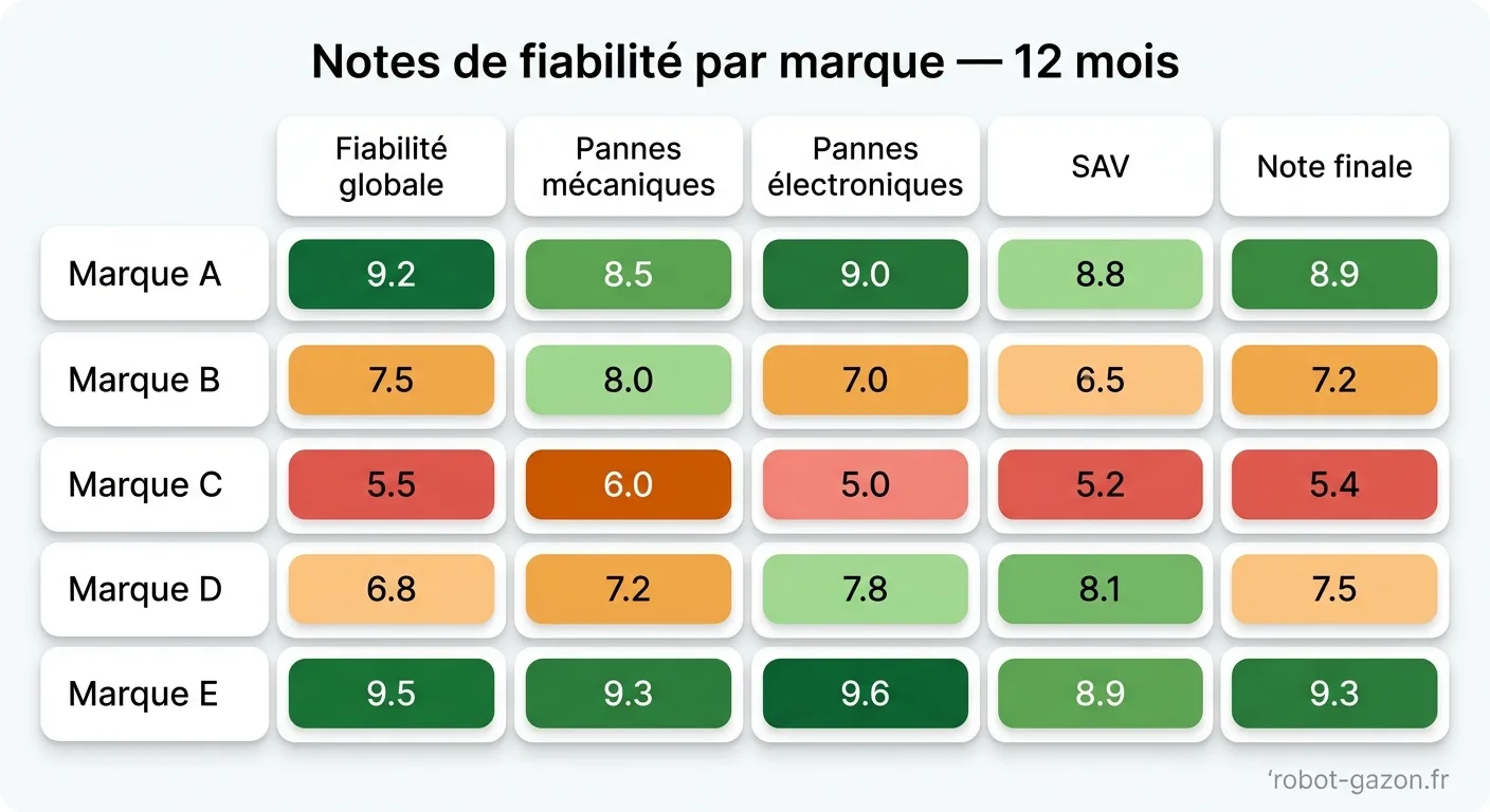 Tableau Scorecard Des Notes De Fiabilite Par Marque De Robot 4