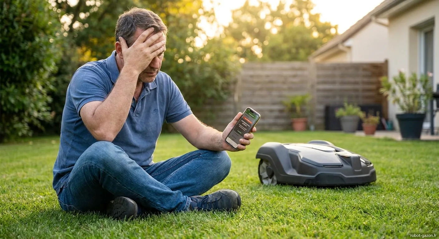 Utilisateur Frustre Configurant Son Robot Tondeuse Via Appli 3